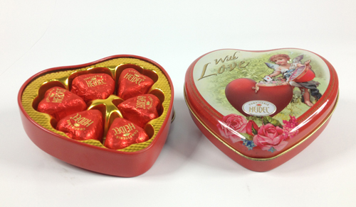 embossed heart tin for chocolates